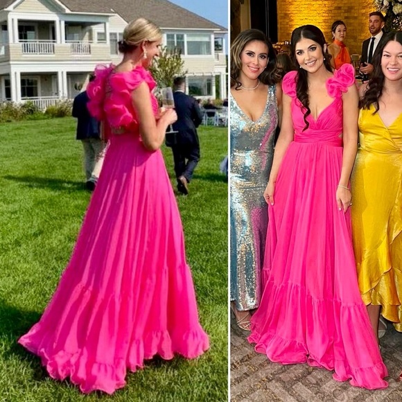 Mac Duggal Indy 6711 Gown 8 Hot Pink Ruffle Corset Back Evening Dress Formal - Picture 12 of 12